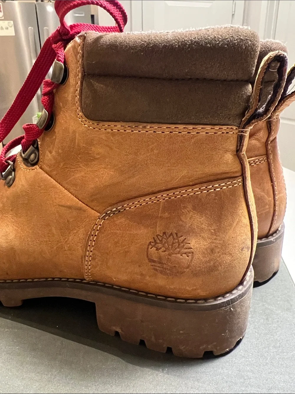Timberland Ellendale Wheat Hiking Boots with Red Laces